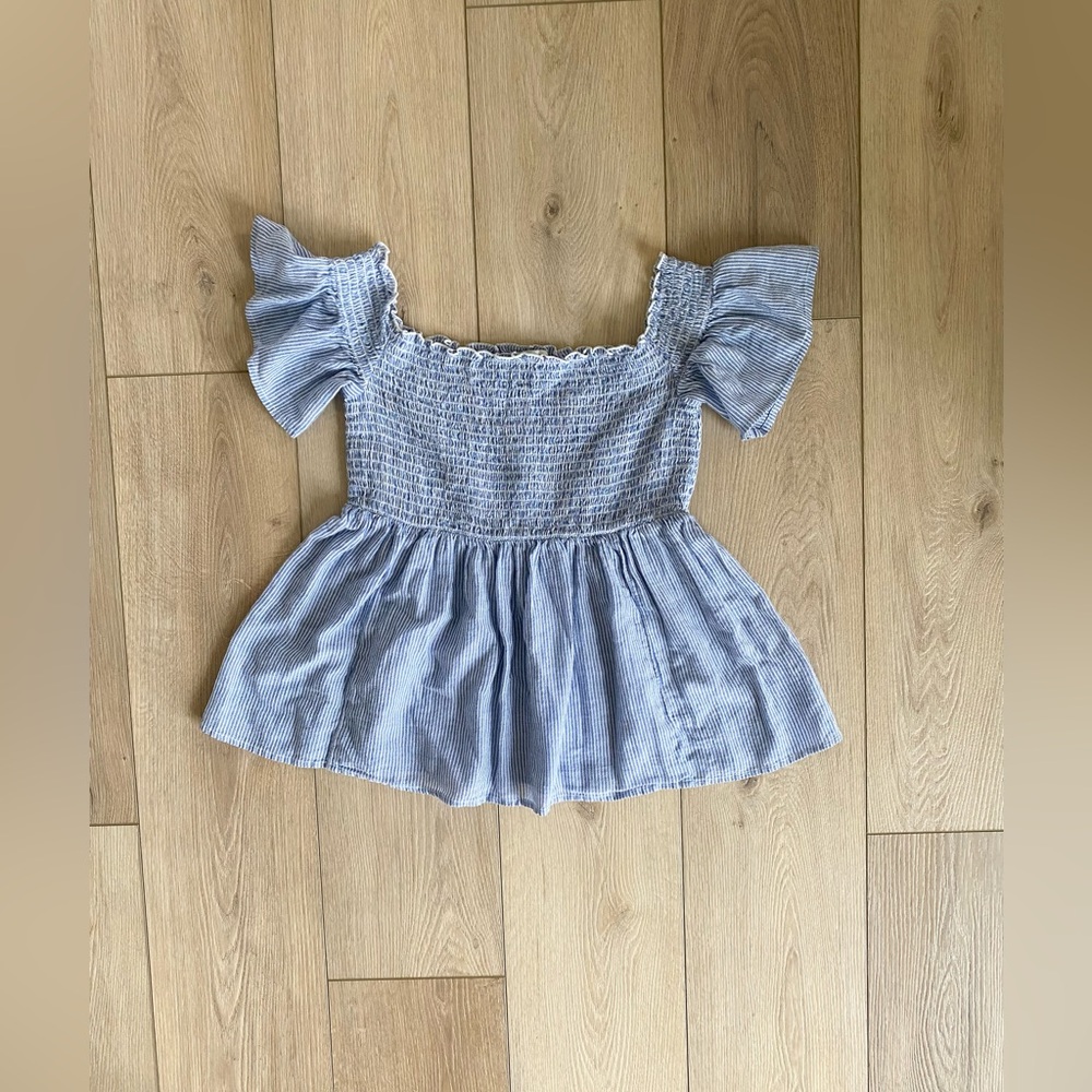American Eagle Off-Shoulder Smocked Peplum Top